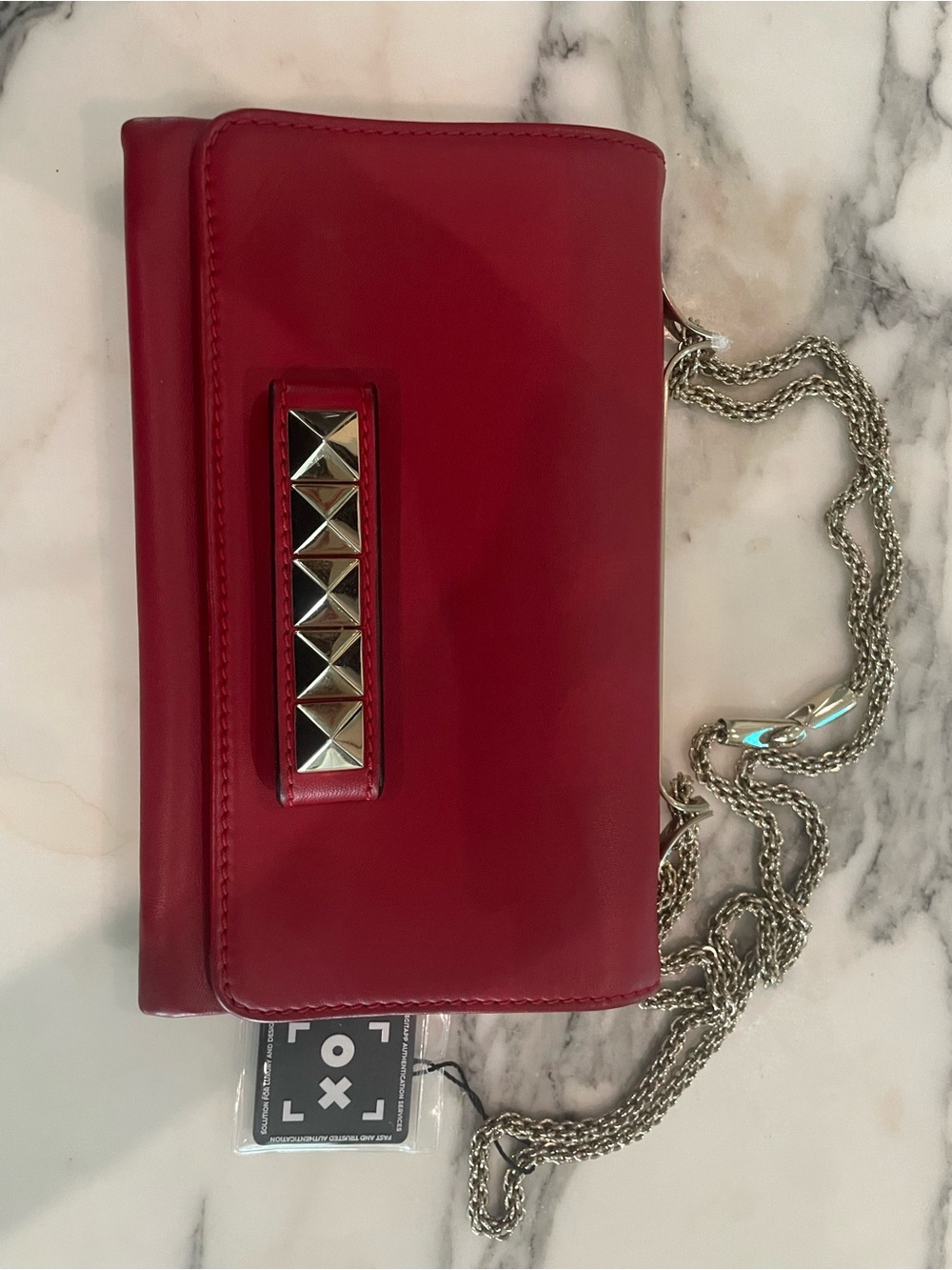 Valentino Va-Va-Voom Red Leather 3 in 1 bag with gold studded hardware & COA.